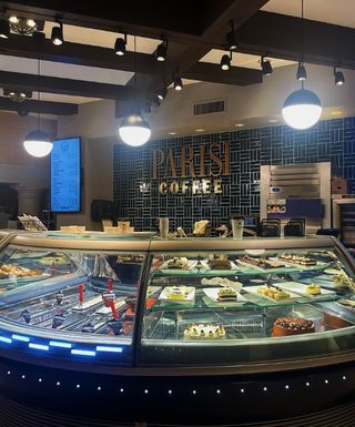 The counter at Parisi Coffee with pastries 