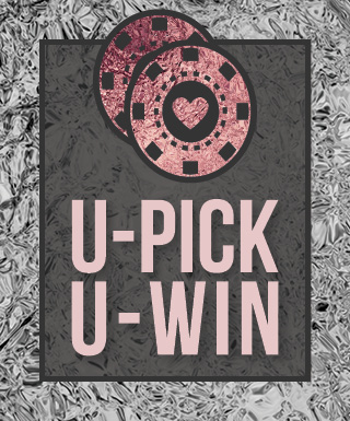 grey backgroun and border with pink chips with upick, uwin logo